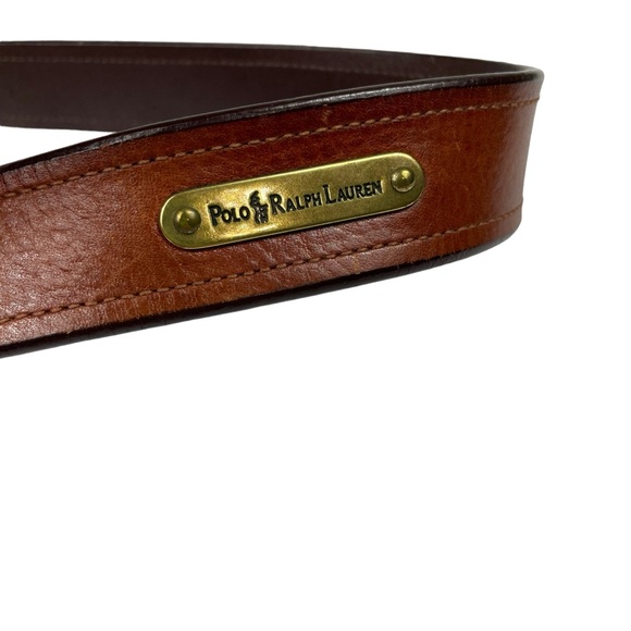 Vintage Polo Ralph Lauren Brown Italian Saddle Leather Bronze Accents Western - Picture 3 of 16